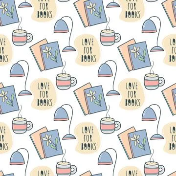 Reading books seamless pattern, vector illustration Illustrazione stock