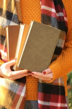 Reading books. Student and learning concept.Autumn books. Back to school Stock Photos
