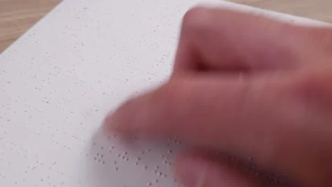 Reading Braille Text  For Blind People Using the Finger Tip 스톡 동영상 164415037