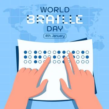 Reading Braille Text With Fingers Stock Illustration