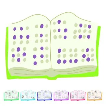 Reading braille textbook vector cartoon graphic Stock Illustration