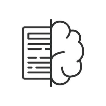 Reading for a brain, icon in line design. Reading, brain, knowledge, education Stock Illustration
