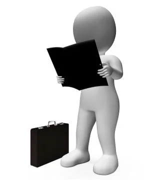 Reading Businessman Shows Progress Report And Analysis 3d Rendering Illustrazione stock