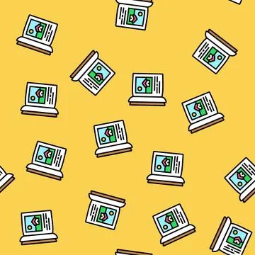 Reading child fun vector seamless pattern Illustrazione stock