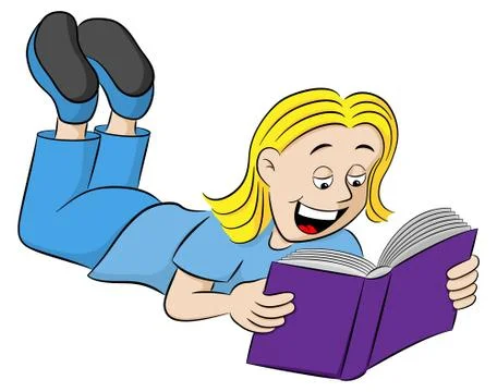 Reading child lying on the ground Stock Illustration