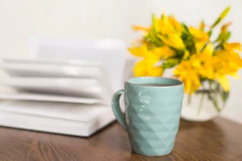 Reading with coffee Stock Photos