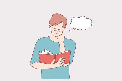 Reading, concentration, hobby concept Stock Illustration