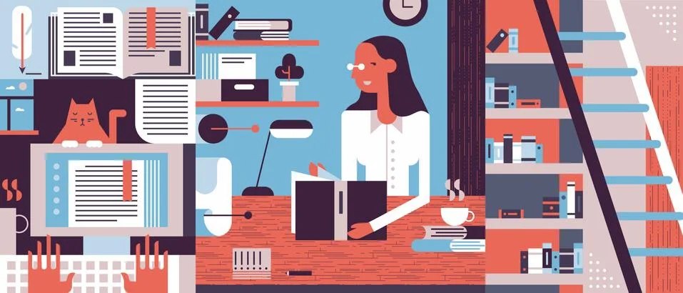 Reading concept background flat Stock Illustration