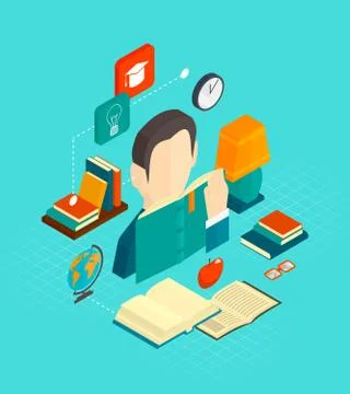 Reading Concept Isometric Stock-Illustration