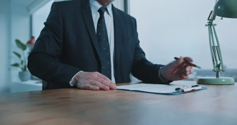 Reading contract agreement printed document Stock Footage 208039132