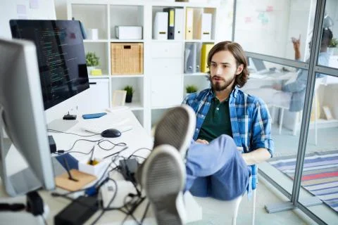 Reading data on screen Stock Photos