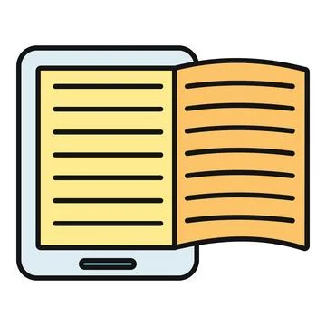 Reading digital ebook on e reader or tablet device Stock Illustration