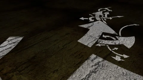 Reading disorder text on a crossroad in different ways of arrows Stock Footage 167240386