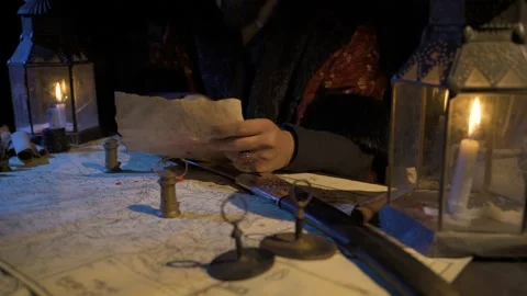 Reading documents in ancient times.  Stock Footage 199291192