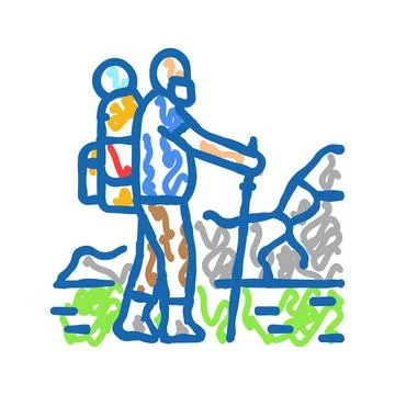 Reading elderly leisure icon doodle illustration Stock Illustration