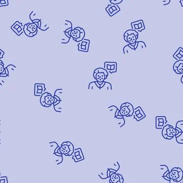 Reading elderly leisure line seamless pattern Illustrazione stock