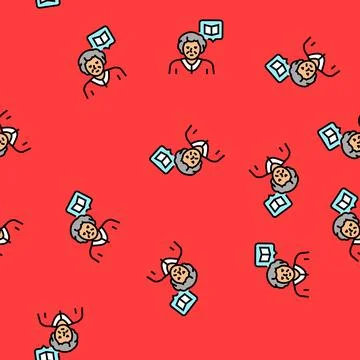 Reading elderly leisure vector seamless pattern 스톡 일러스트
