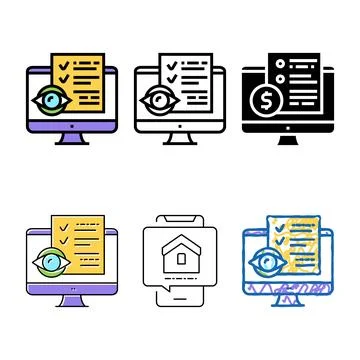 Reading electronic document color icon vector variations Stock Illustration