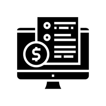 Reading electronic document glyph icon vector illustration Stock Illustration