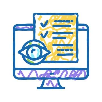 Reading electronic document icon doodle illustration Stock Illustration