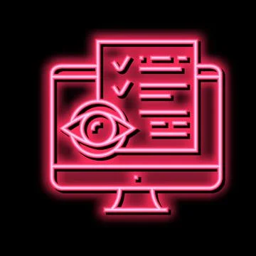 Reading electronic document neon glow icon illustration Stock Illustration