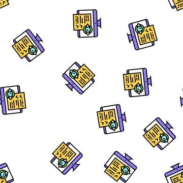 Reading electronic document vector seamless pattern Illustrazione stock