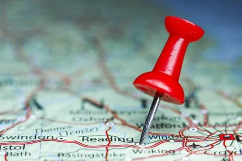 Reading, England pin on map Stock Photos