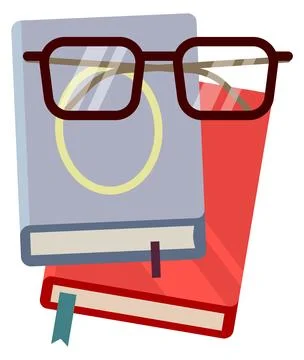 Reading flat icon. Book stack and glasses. Study symbol 스톡 일러스트