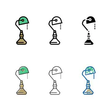 Reading forms table lamp color icon vector Stock Illustration