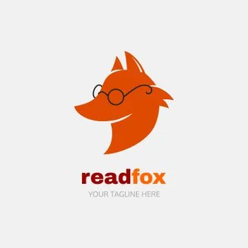 Reading fox vector logo Ilustração Stock