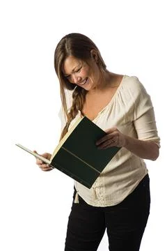 Reading a funny book Stock-Fotos