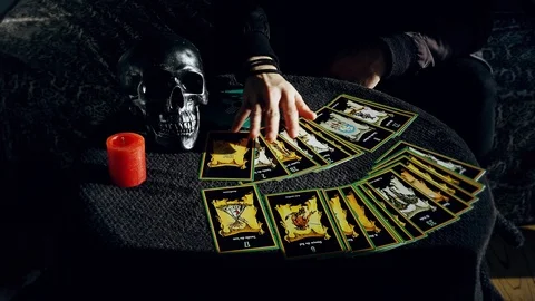 Reading Future Playing Tarot Cards Stock-Footage 123464048