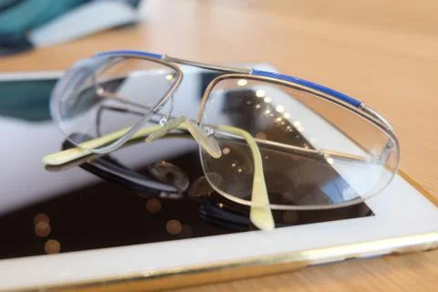 Reading Glasses with Tablet Computer Stock Photos