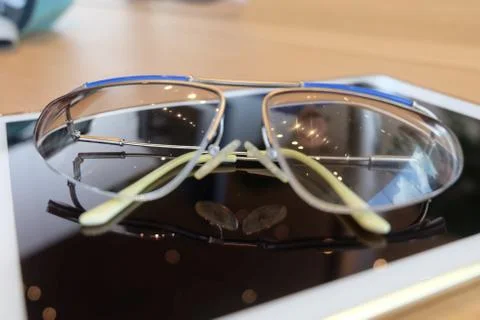 Reading Glasses with Tablet Stock Photos