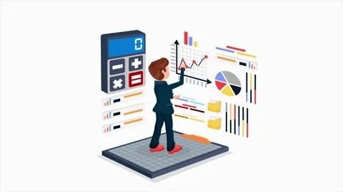 Reading graphs, managing plans, savings concepts. Loopable. Stock Footage 233841736