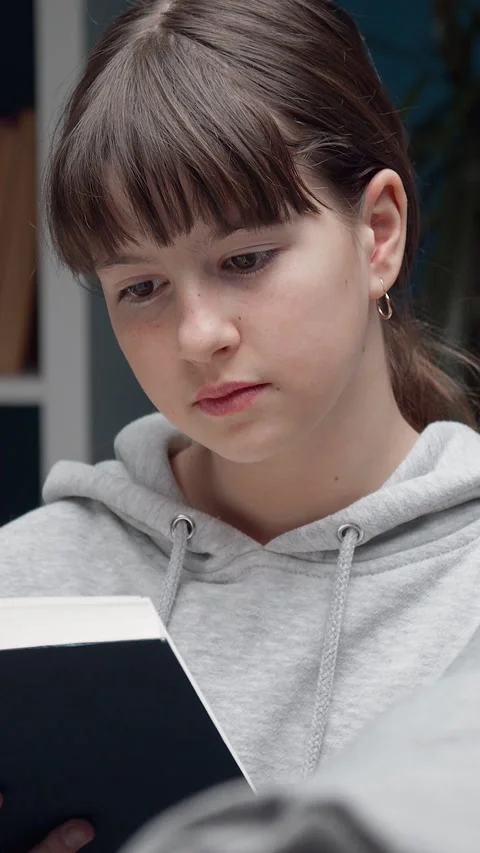 Reading at Home With Focus Stock Footage 322793469