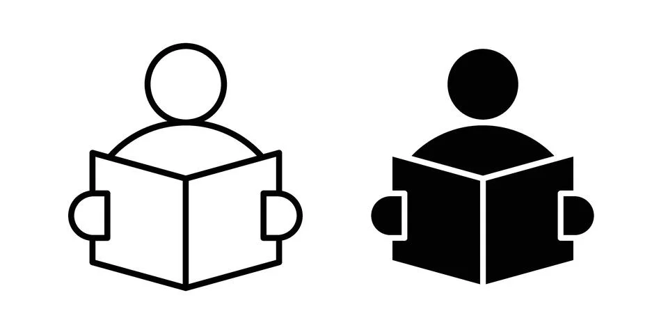 Reading icon set modern line and solid style collection. Stock Illustration