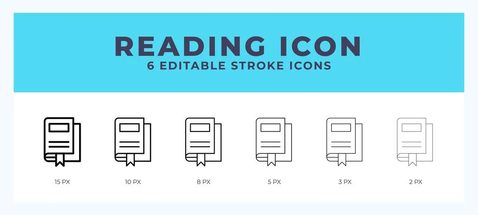Reading icon vector for web. And mobile app. Editable stroke outline icon. Stock Illustration