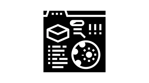 Reading information of soil testing in internet glyph icon animation Stock Footage 164842395