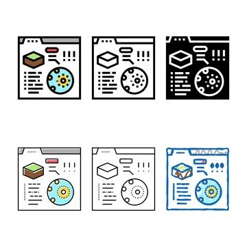 Reading information of soil testing in stylized internet color icon vector Stock Illustration