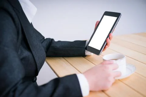 Reading information with tablet pc Stock Photos