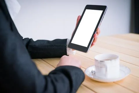 Reading information with tablet pc Stock Photos