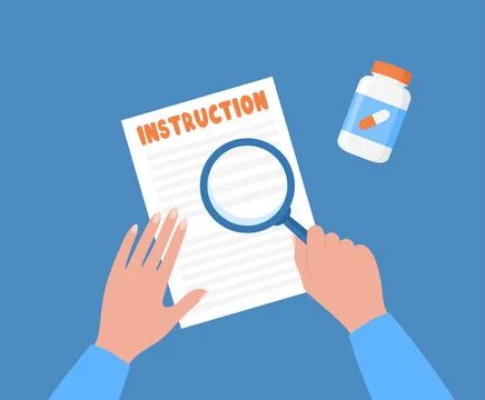 Reading the instructions for medicines or supplements Stock Illustration