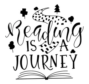 Reading is a journey vector illustration. Illustrazione stock