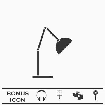 Reading lamp icon flat. Stock Illustration