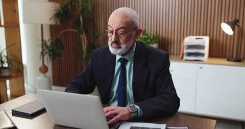 Reading, laptop or man in office for evaluation, digital application review or Stock Footage 330044824
