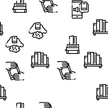 Reading Library Book Seamless Pattern Vector Illustrazione stock