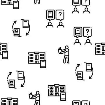 Reading Library Book Seamless Pattern Vector Illustrazione stock