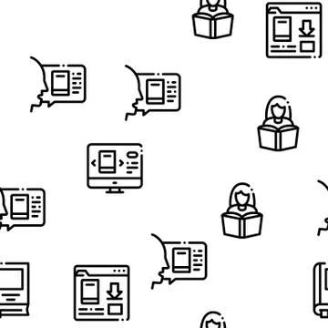 Reading Library Book Seamless Pattern Vector 스톡 일러스트
