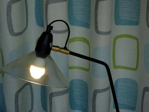 Reading Light Next To Window Curtains Stock Photos